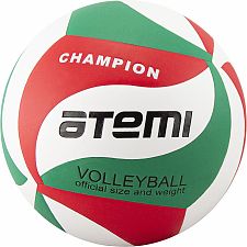 Мяч волейбольный Atemi, CHAMPION, синтетическая кожа PU Soft , зел/бел/красн